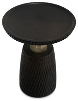 Breanna Solid Mango Wood Side Table, Black, Gold