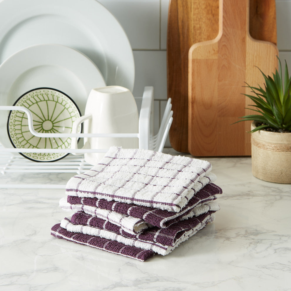 Eggplant Combo Windowpane Dishcloth, Set of 6