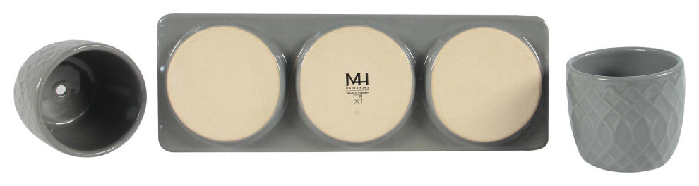Dahlia Planter Set with Disk, Light Grey