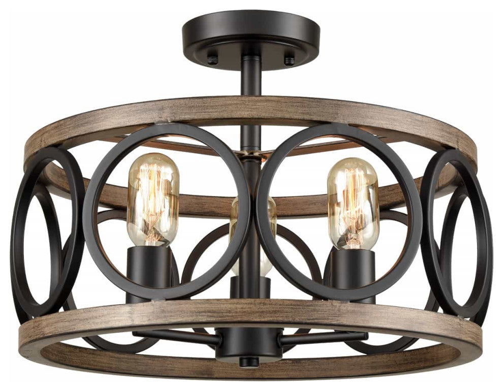 3-Light Ceiling Light Drum Shade Ceiling Light Fixtures Rustic Chandelier