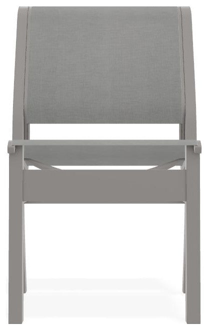Leeward Sling Stackable Outdoor Dining Chair, Alloy/Warm Gray