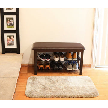 Shoe Storage Bench With Cushion, Bronze