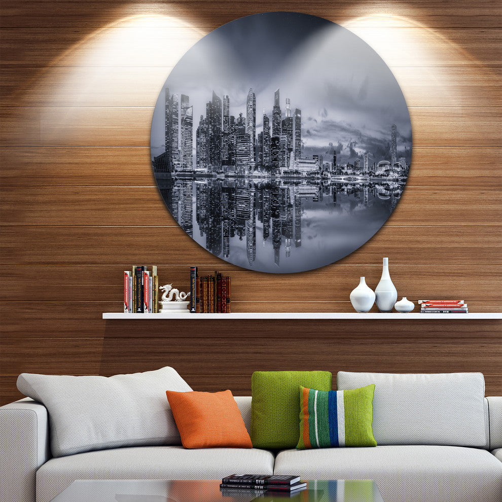 Singapore Skyline And Marina Bay, Cityscape Round Wall Art, 23"