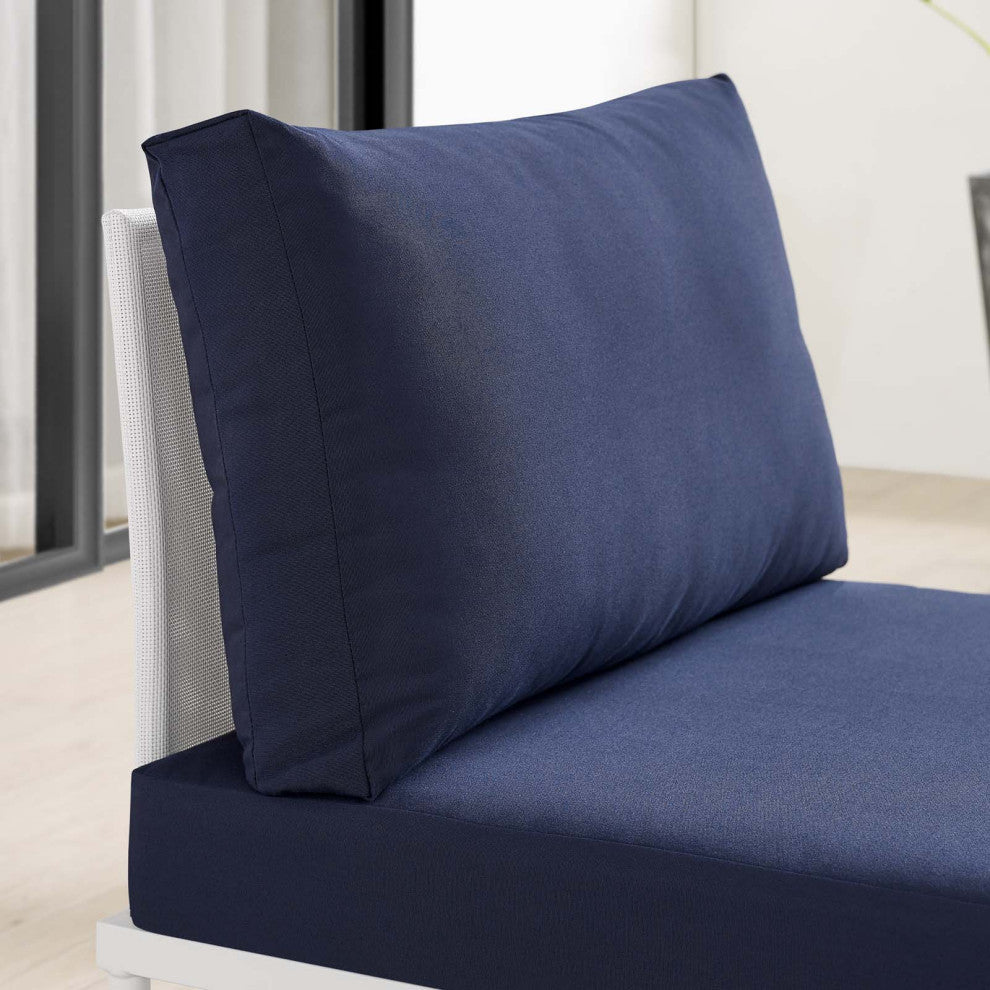Harmony Sunbrellaï¿½ Outdoor Patio Aluminum Armless Chair-White Navy