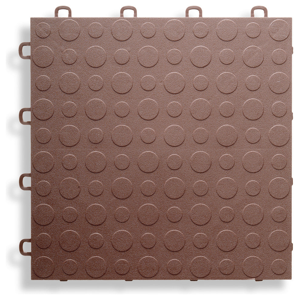 12"x12" Interlocking Garage Flooring Tiles, Coin Top, Set of 30, Brown