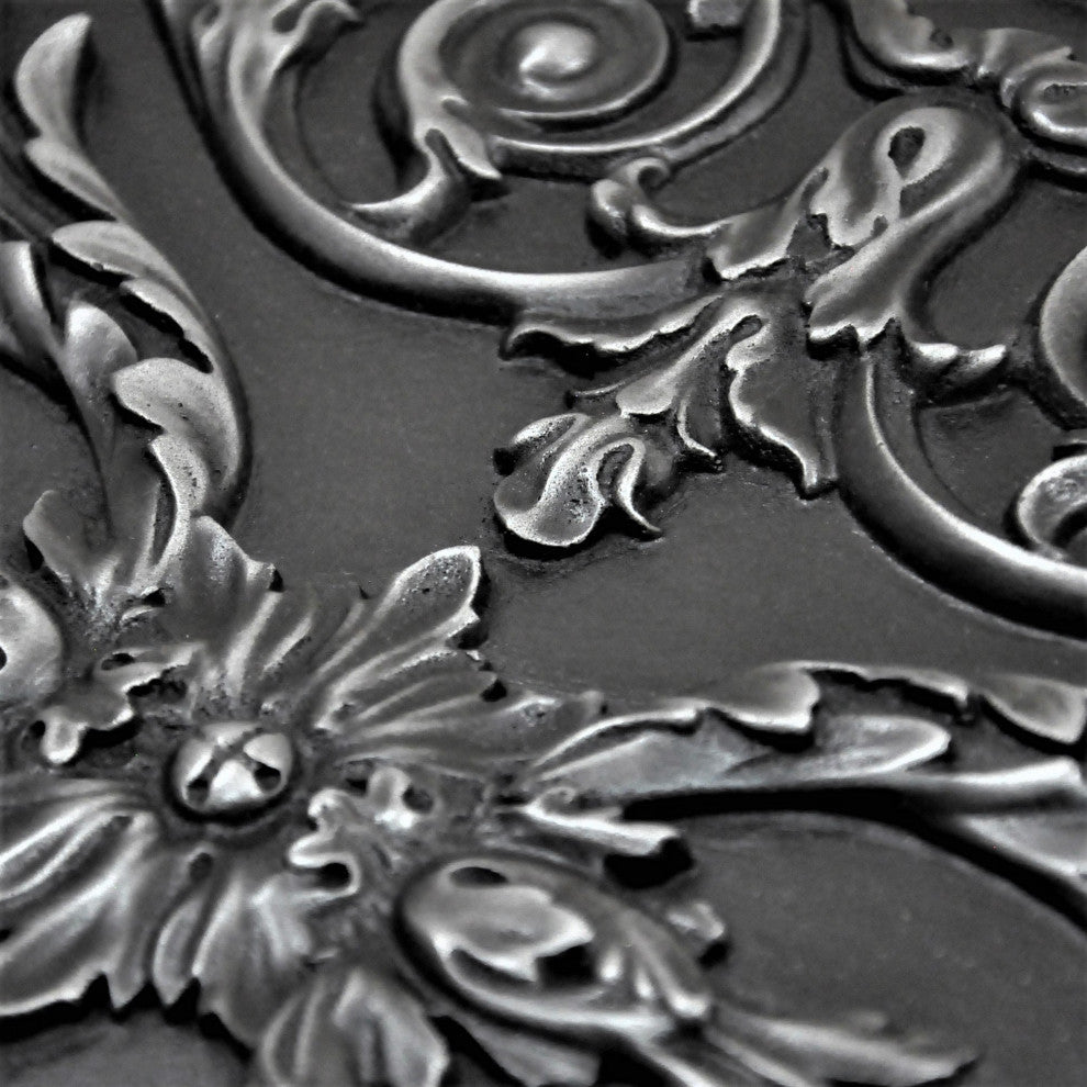 Viola Wrought Iron Matte Finish 12"x 18" Hand Made Metal Mural Tile