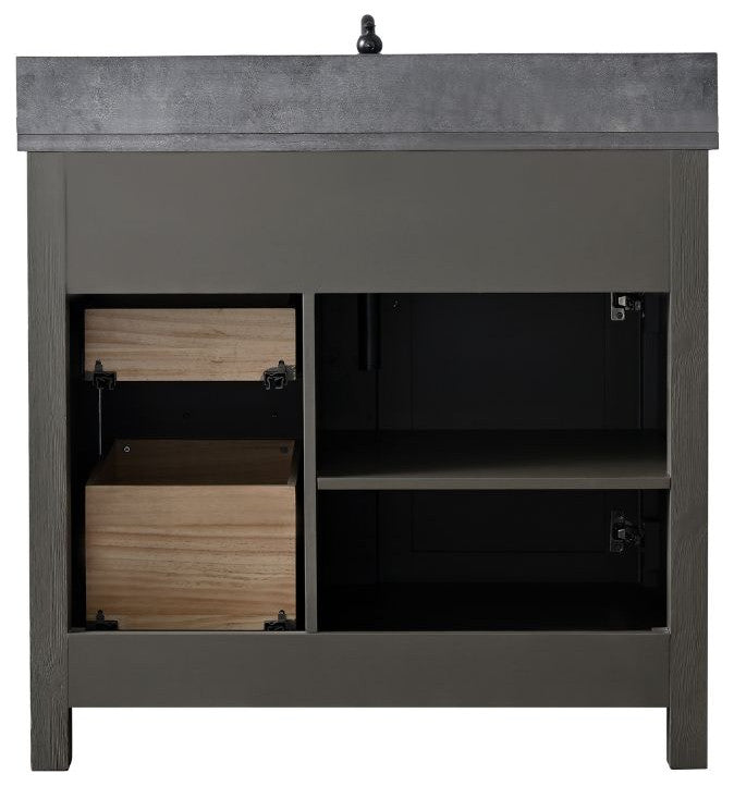 Jasper 36" Bathroom Vanity, Textured Gray, Blue Limestone