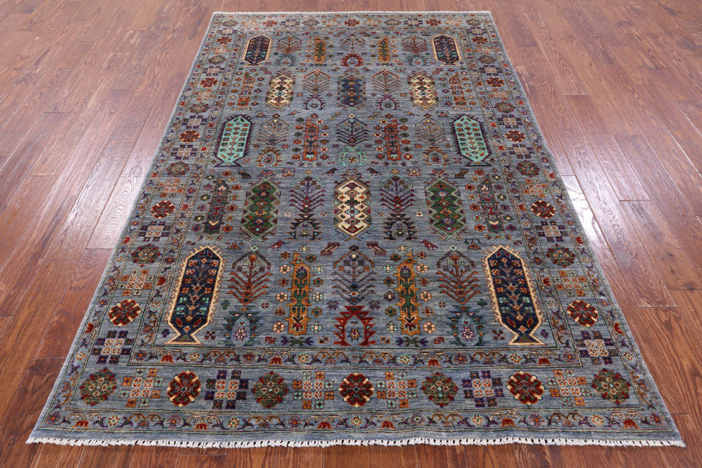 5' 8" X 8' 5" Fine Turkmen Ersari Handmade Wool Rug - Q12471