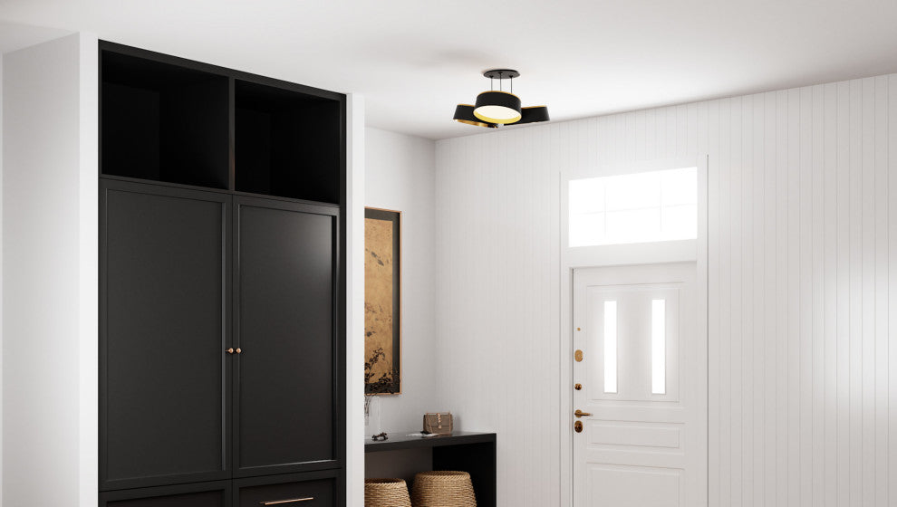 Quoizel BYS1719 Byrnes 19"W LED Semi-Flush Ceiling Fixture - Matte Black