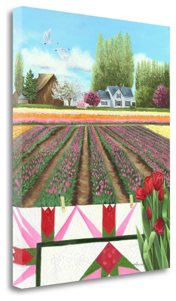 "Tulip Quilt" By Julie Peterson, Giclee Print on Gallery Wrap Canvas