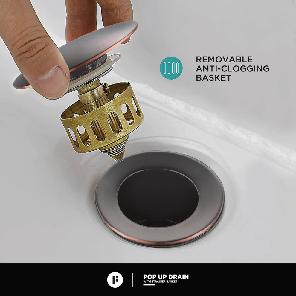 Fine Fixtures Modern Single Hole Bathroom Sink Faucet with Pop-up Drain