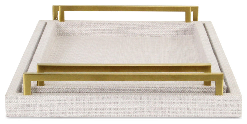 Lusan Linen Tray Set Dark White