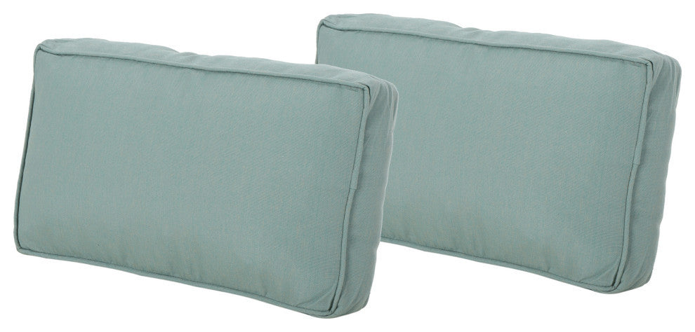 Darcy Outdoor Rectanglular 12"x20" Lumbar Pillows, Set of 2, Teal