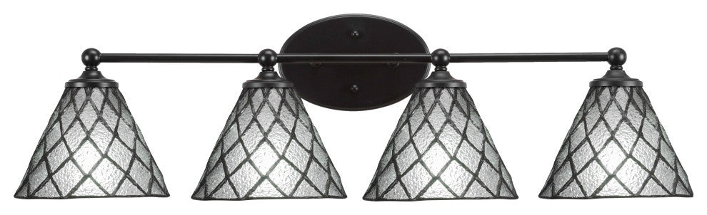 Capri 4-Light Bath Bar, Matte Black/Diamond Ice Art
