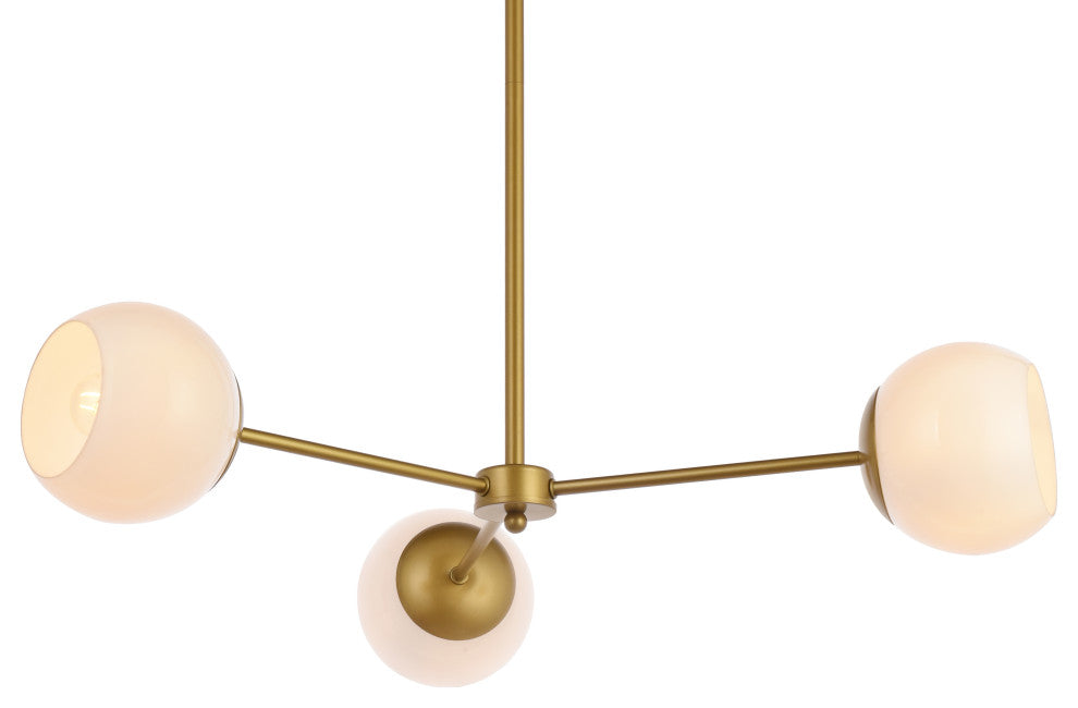 Brooke 32" Pendant, Brass With White Shade