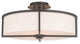 Ceiling Mount With Handcrafted Off-White Fabric Hardback Shade, Bronze