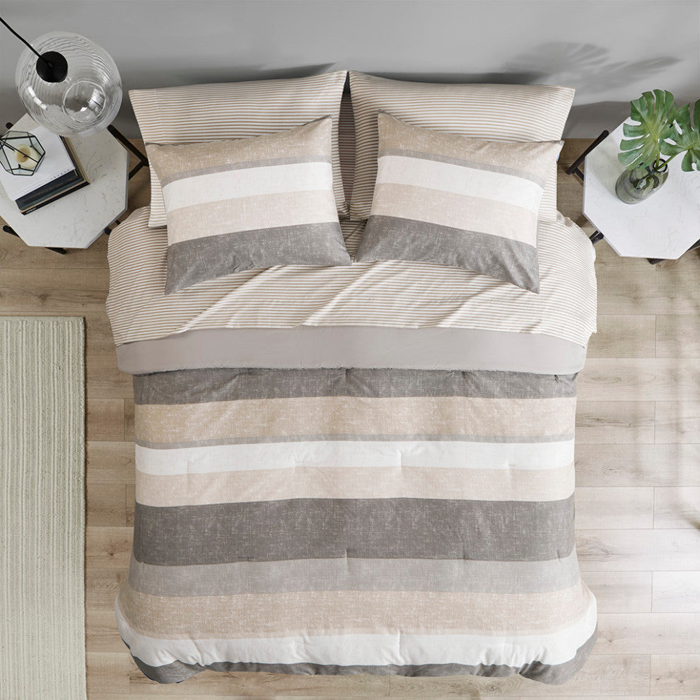 Madison Park Essentials Jaxon Stripe Comforter Set With Bed Sheets