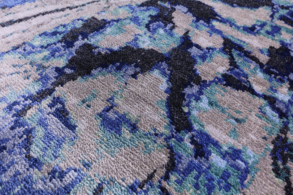 8' 9" X 12' 0" Modern Hand Knotted Silk Rug Q11598