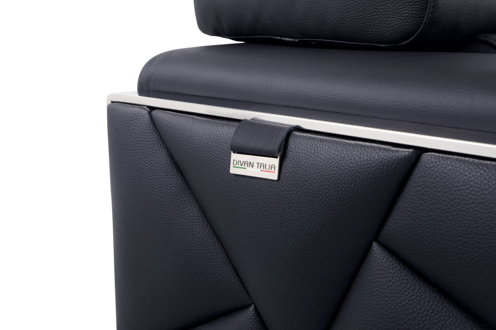 Trento Genuine Italian Leather Modern Sofa Black