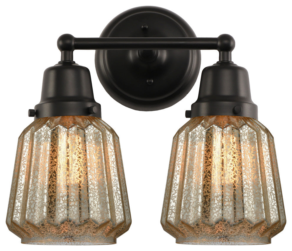 Innovations 623-2W-BK-G146 2-Light Bath Vanity Light, Matte Black