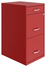 Pemberly Row 18" 3-Drawer Modern Metal Organizer File Cabinet in Red