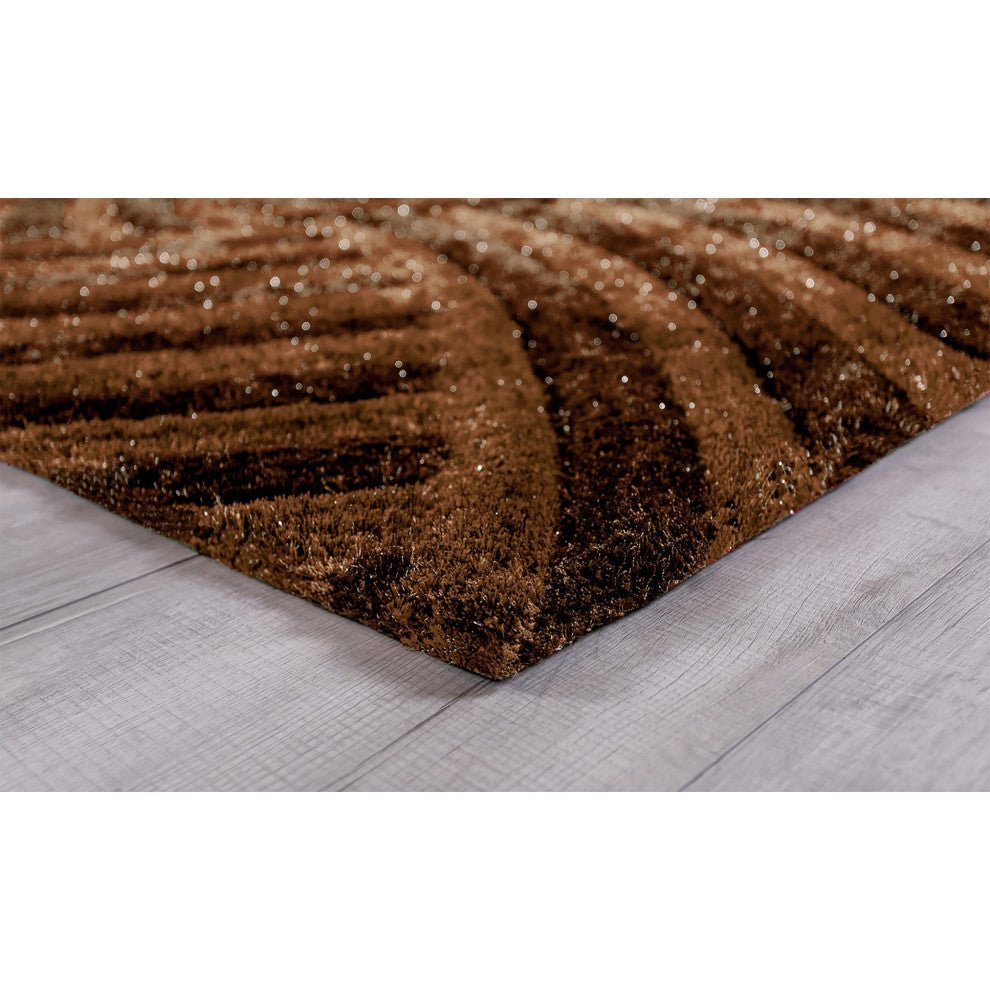 5 x 7 Dark Brown Geometric Illusion Area Rug