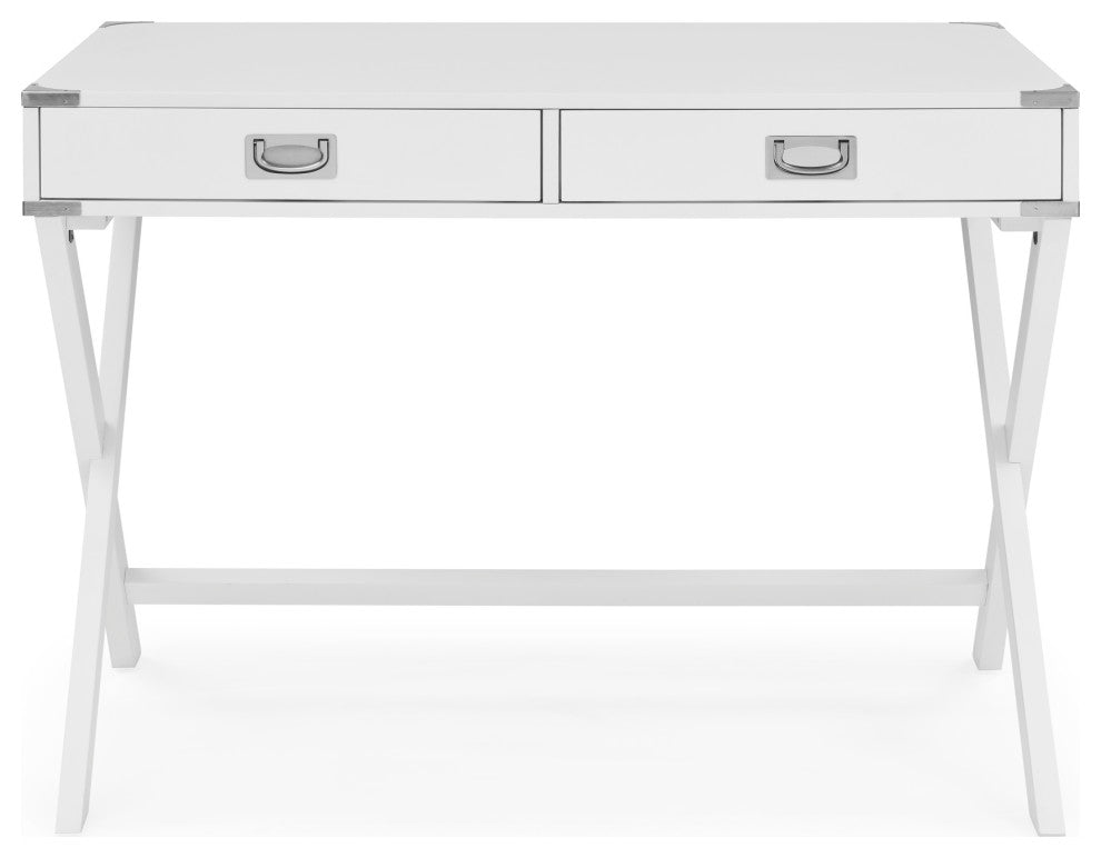 TATEUS Computer Desk with Storage, Solid Wood Desk with Drawers, White