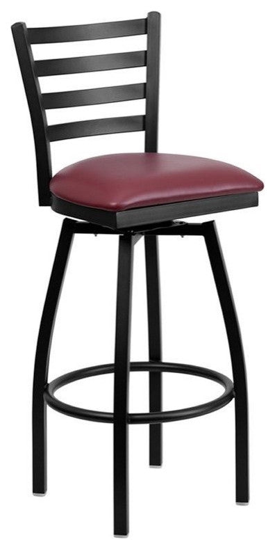 Flash Furniture Hercules 32" Swivel Metal Bar Stool in Black and Burgundy