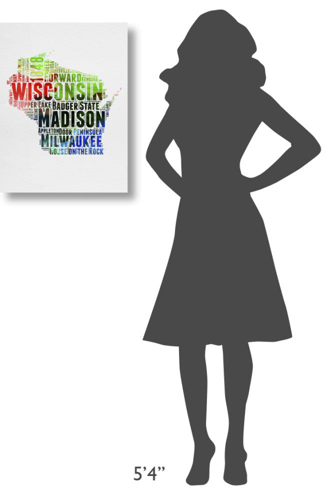 "Wisconsin Watercolor Word Cloud" Fine Art Print