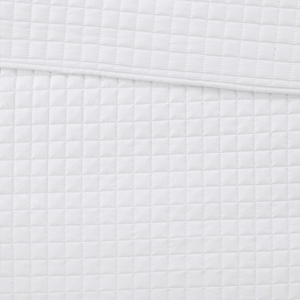 510 Design Otto Checkered Quilted 3-Piece Reversible Coverlet Set, White, Full/Q