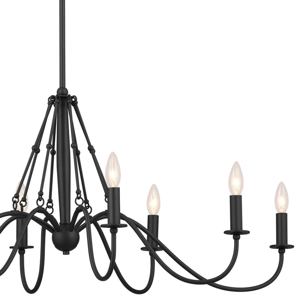 Freesia 44.5" 8 Light Oval Chandelier, Textured Black