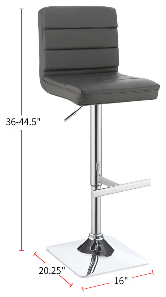 Set of 2 Adjustable Height Bar Stools, Gray