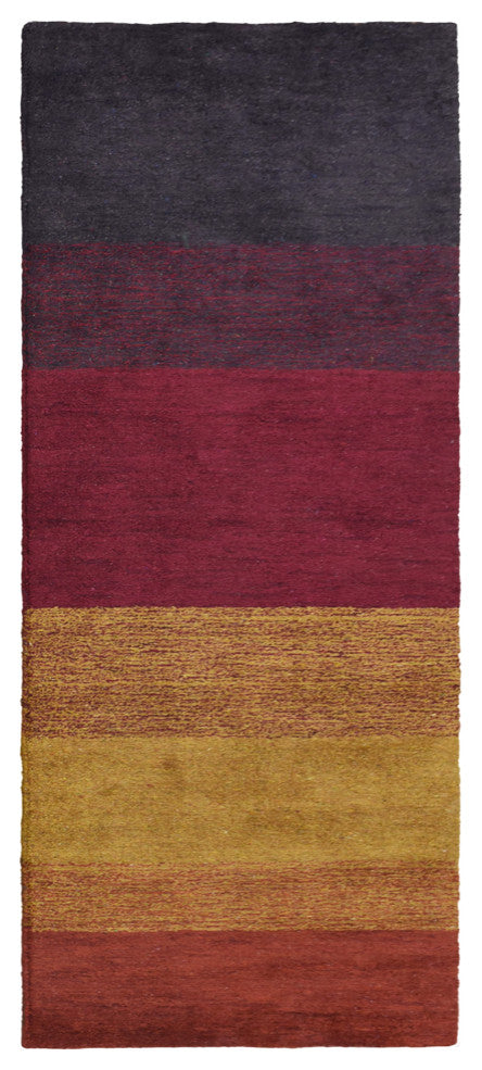 HAND KNOTTED LOOM SILK AREA RUGS-2'8''x10',Runner,Multicolor,Contemporary