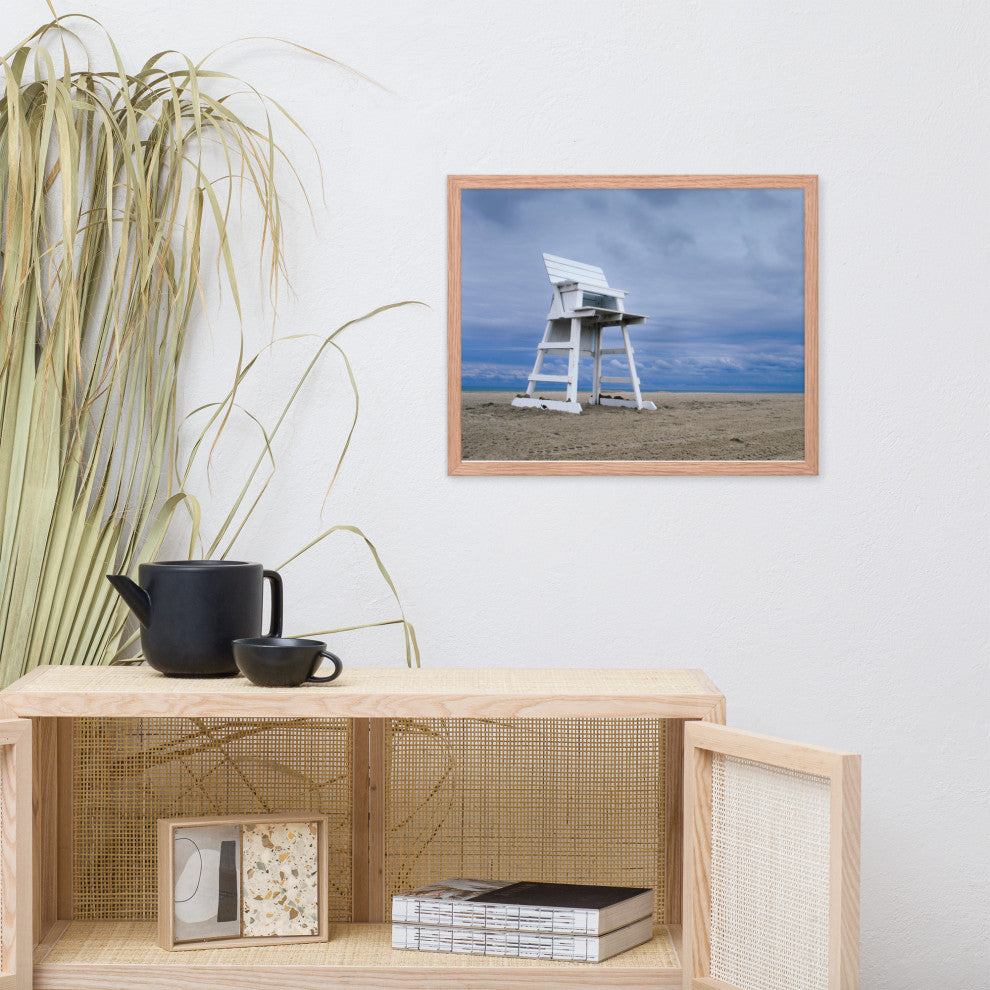 Approaching Storm Landscape Photo Paper Coastal Art Framed Wall Art Print, Red Oak, 16" X 20"