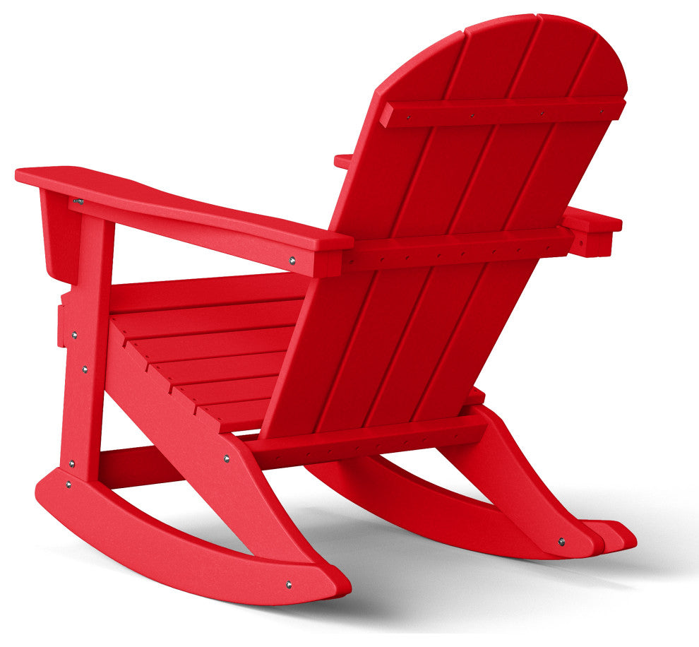WestinTrends Outdoor Patio Adirondack Rocking Chair Lounger, Porch Rocker, Red