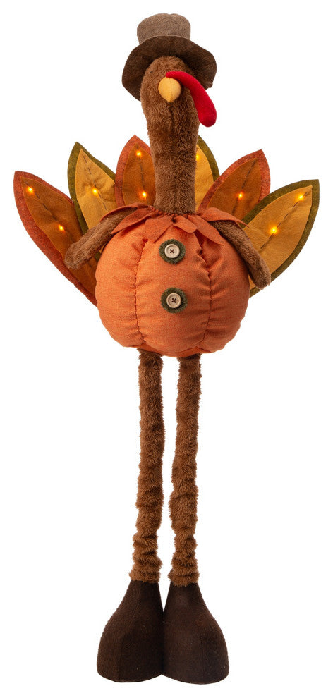 24-37" Fabric Turkey Standing Decor With Telescoping Legs