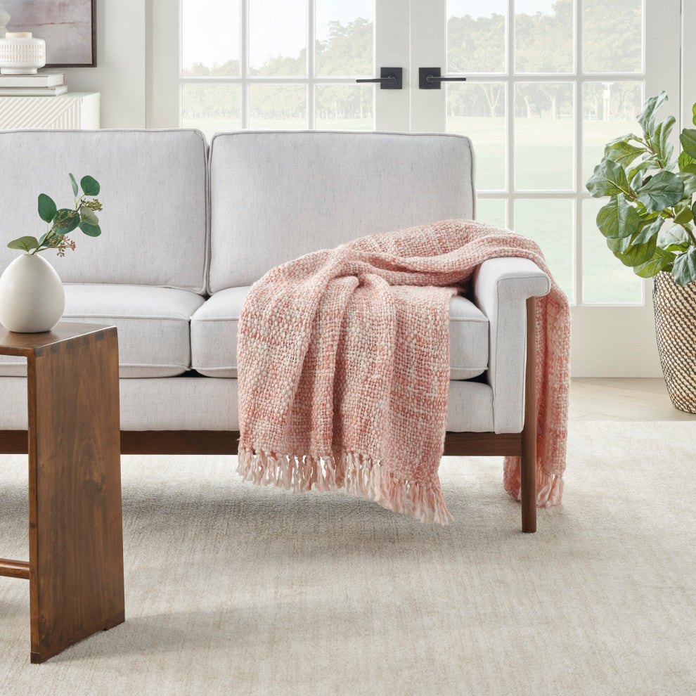 Mina Victory T1123 Throw Blanket, Rose, 50" x 60"