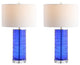 Cole 27.5" Fused Glass Cylinder LED Table Lamp, Set of 2, Cobalt
