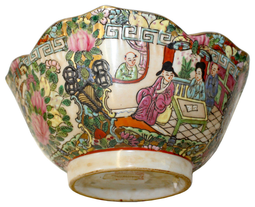 Chinese Oriental Porcelain People Scenery Bowl Container Decor Hws788