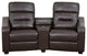 Futura Series 2-Seat Reclining Leather Seating Unit, Cup Holders, Brown