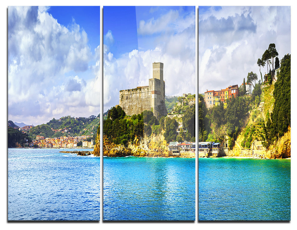 "Lerici Village Panorama" Photo Metal Wall Art, 3 Panels, 36"x28"