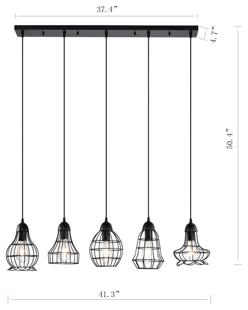 Thoas 5-Light Black Cluster Pendant