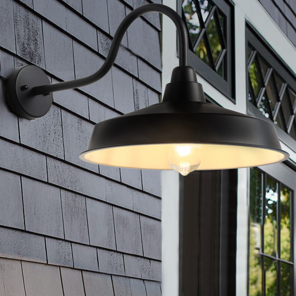Modern 16" Gooseneck Wall Mount Matte Black Barn Light