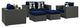 Canvas Navy Sojourn 5-Piece Outdoor Patio Sunbrella Sectional Set