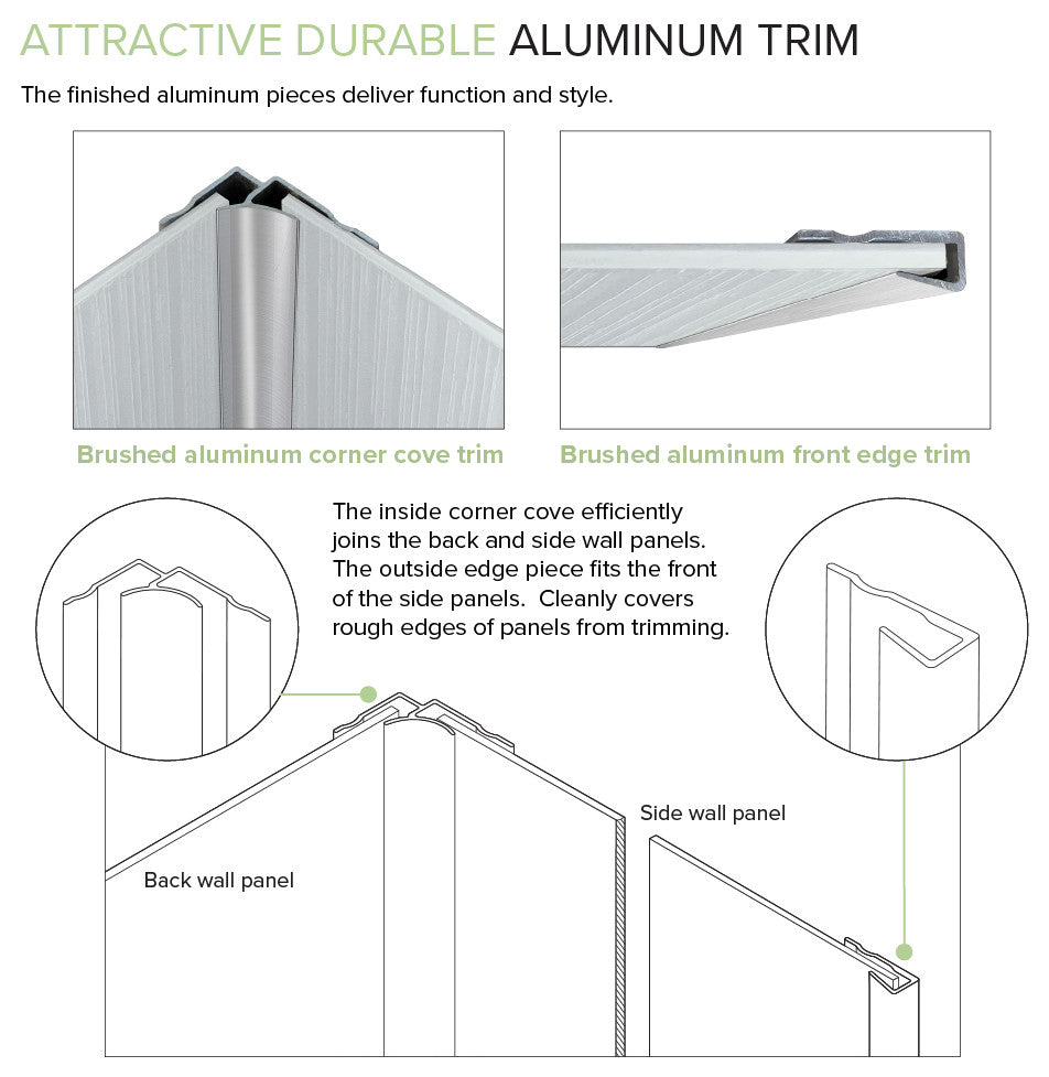 Transolid PWKX60368412-231 Prodigy 60"x36"x96" Shower Wall Kit, White Vertical