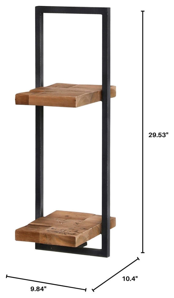 D-Bodhi 10" Wide Metal Frame 2-Tiered Wall Shelf