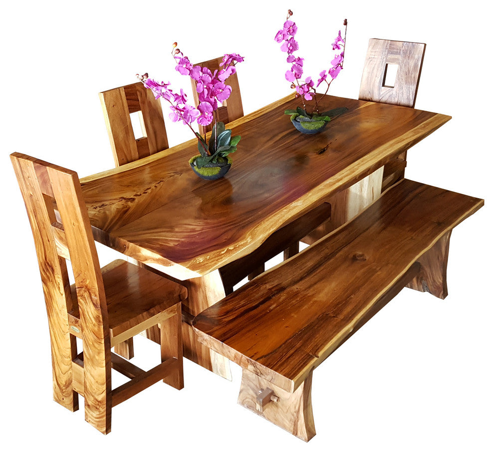 Suar Live Edge Unique Slab Dining Table, 71" Long