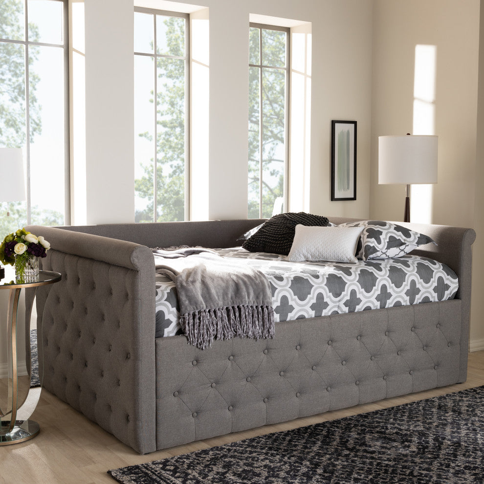 Amaya Modern and Contemporary Grey Fabric Upholstered Queen Size Daybed