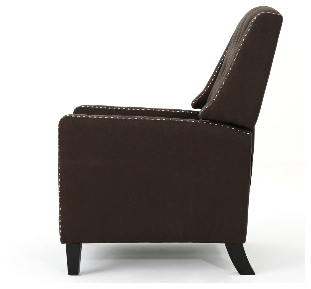 GDF Studio Ingrid Tufted Back Fabric Recliner Chair, Coffee