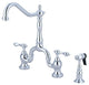 Kingston Brass Bridge Kitchen Faucet With Brass Sprayer, Polished Chrome